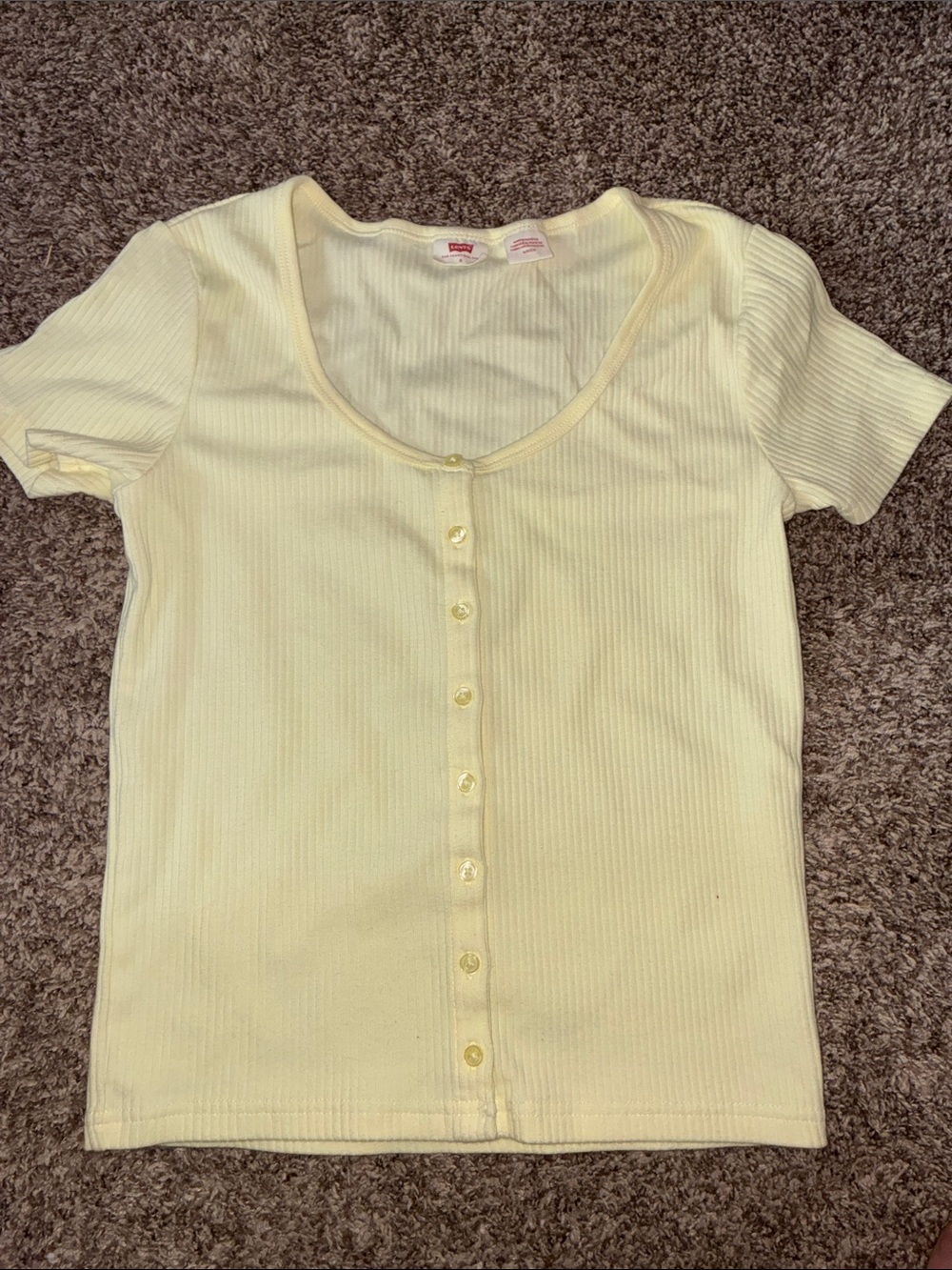 Levi's Short-Sleeve Ribbed Button-Front Top - Light Yellow